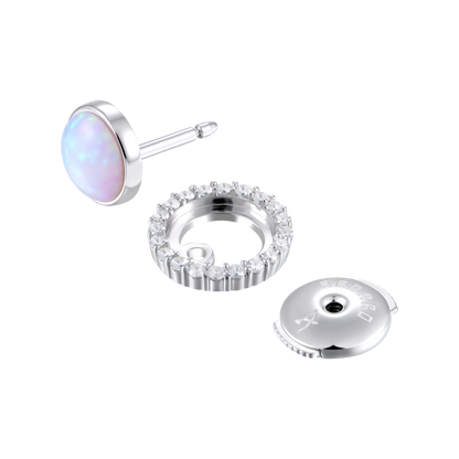 Boucles d'oreilles détachables avec halo d'opale S925
