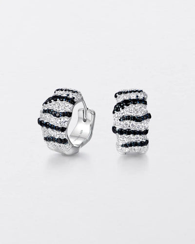 Black & White Striped Hoop Earring