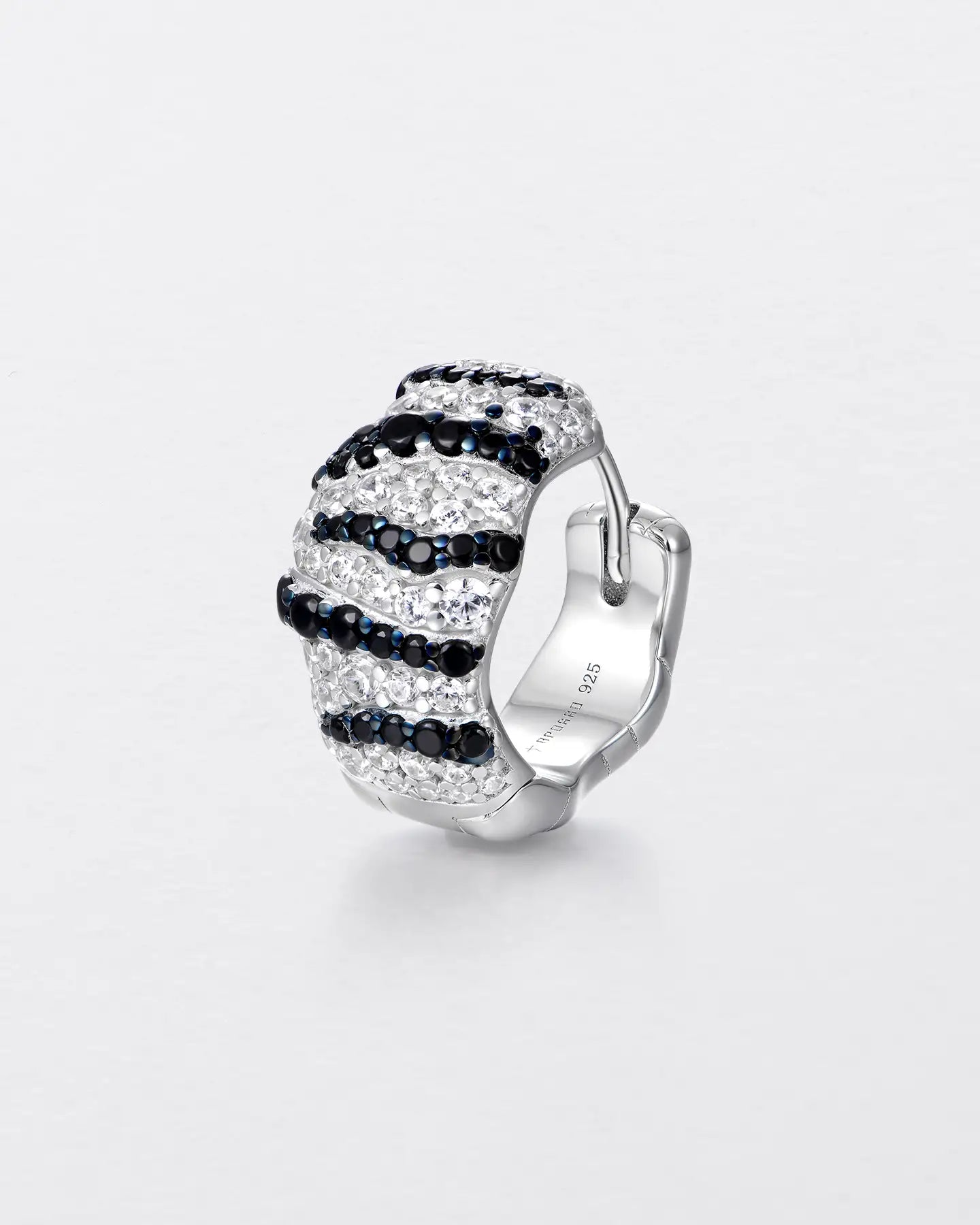 Black & White Striped Hoop Earring