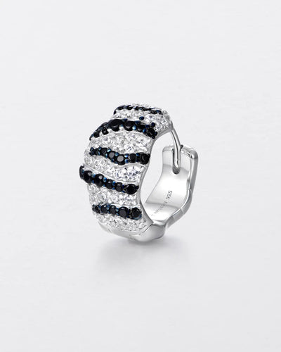 Black & White Striped Hoop Earring