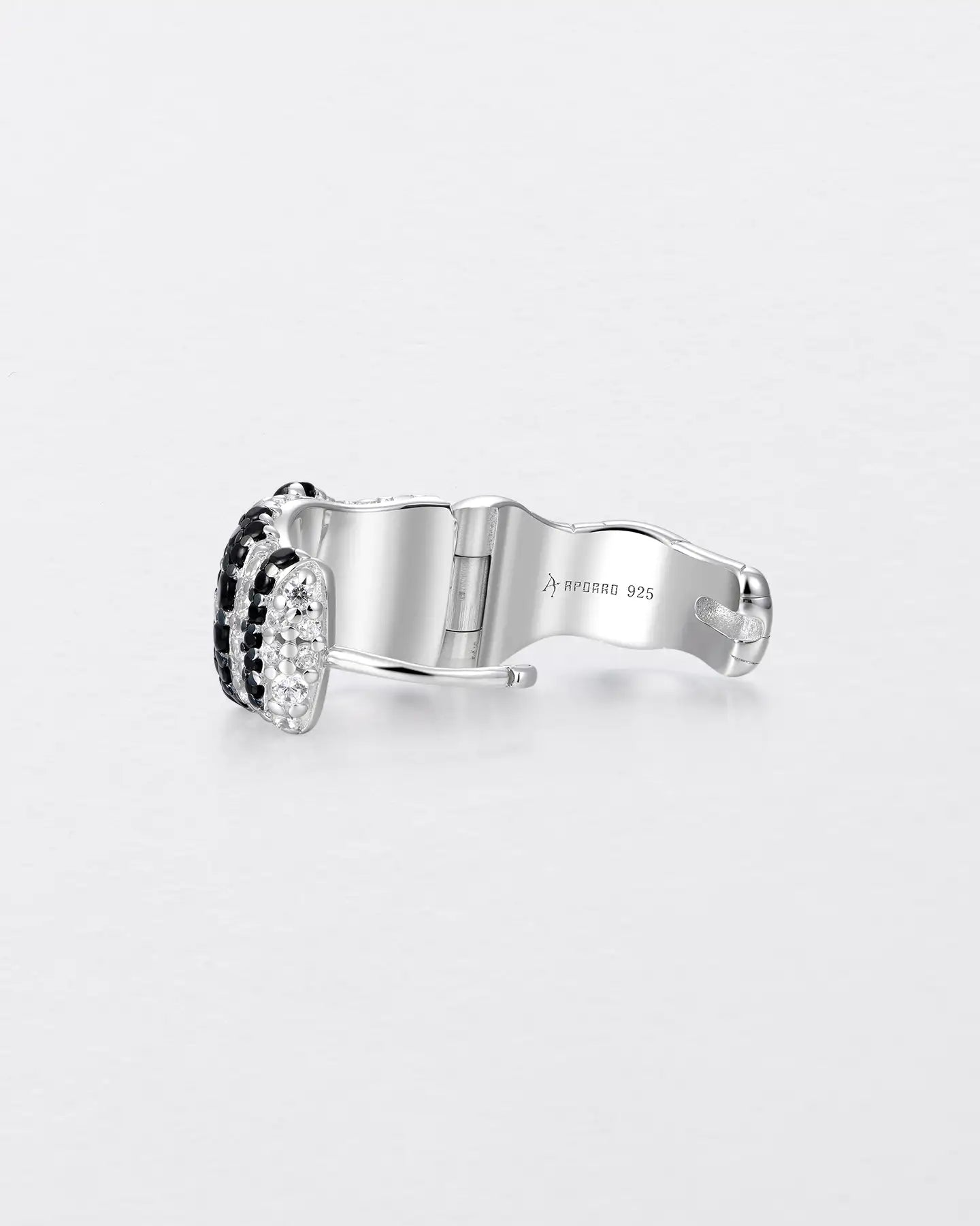 Black & White Striped Hoop Earring