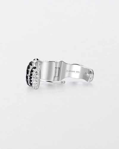 Black & White Striped Hoop Earring