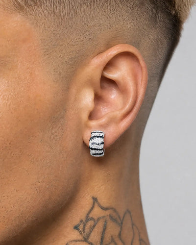 Black & White Striped Hoop Earring