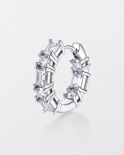 Boucle d'oreille créole rayée noire & blanche