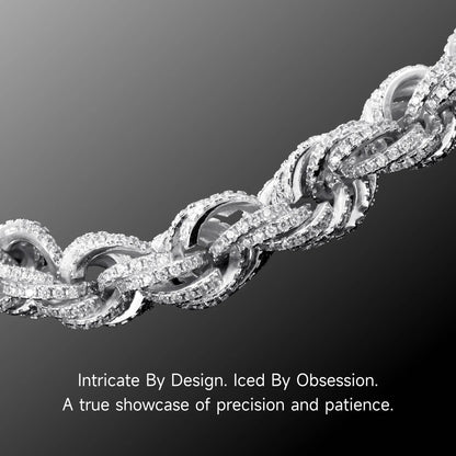 Moissanite Fully Iced Rope Chain - 8mm