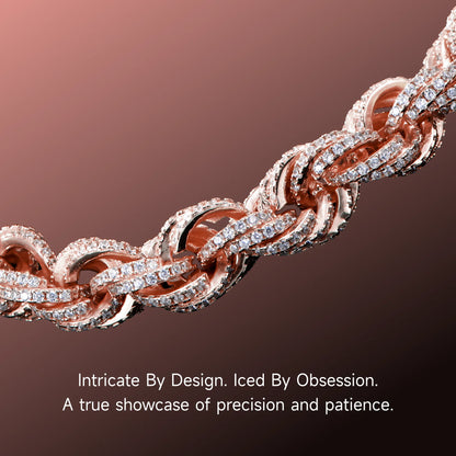 Moissanite Fully Iced Rope Chain - 8mm
