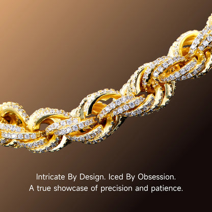 Moissanite Fully Iced Rope Chain - 8mm