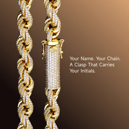 Moissanite Fully Iced Rope Chain - 8mm