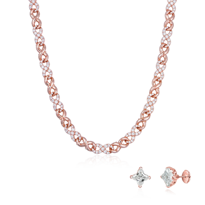 Infinity Thorn Chain & Kleeblatt-Ohrring-Set