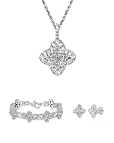 Conjunto Trébol de Hielo de la Suerte - Diamante Blanco