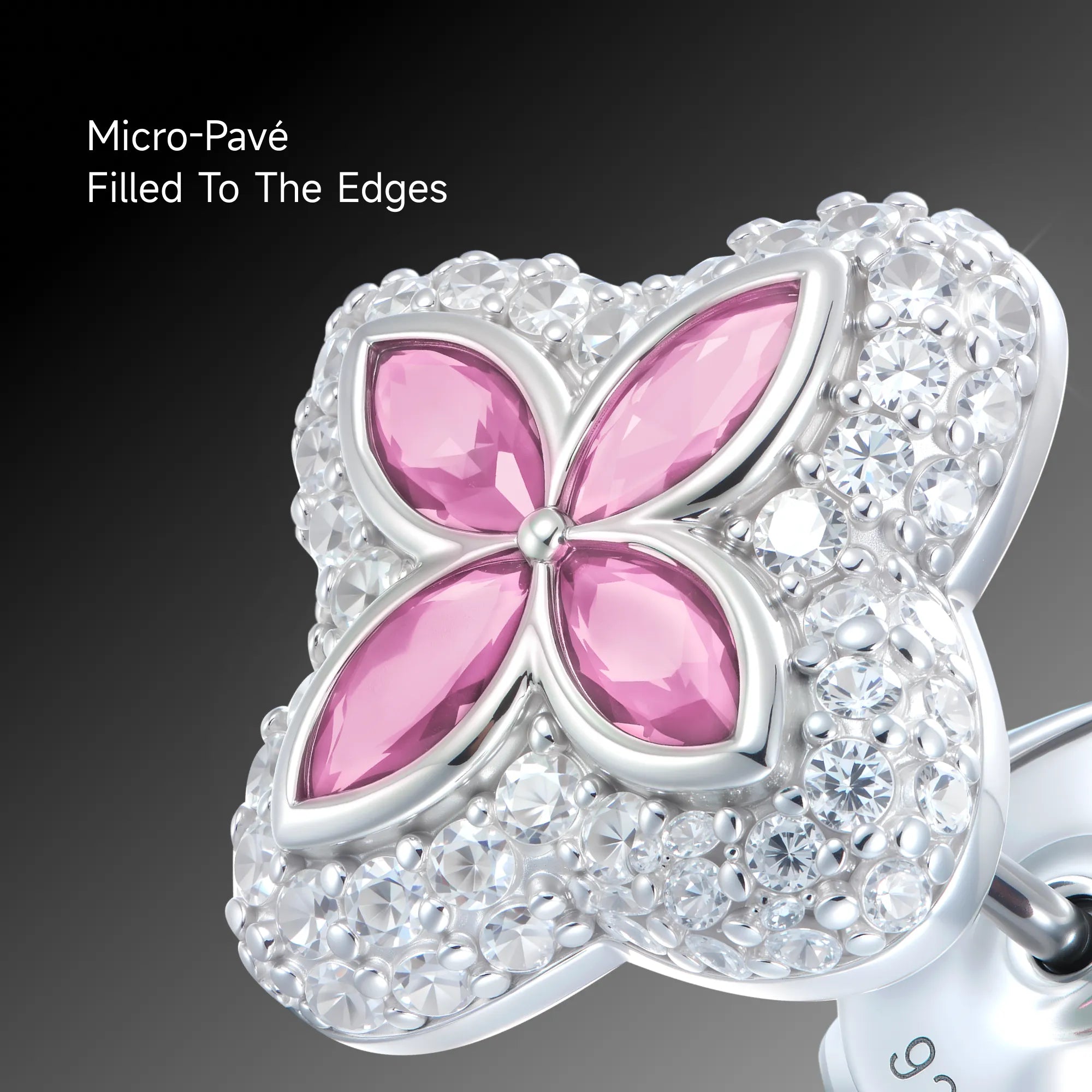 Iced Luminous Clover Earrings - Pink Diamond