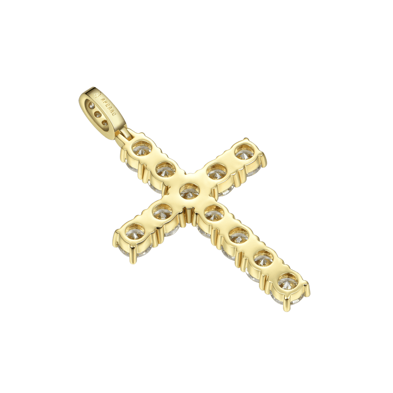 [Ship Now!] 14K Gold Small Iced Out Tennis Cross - Religious Jewels - APORRO
