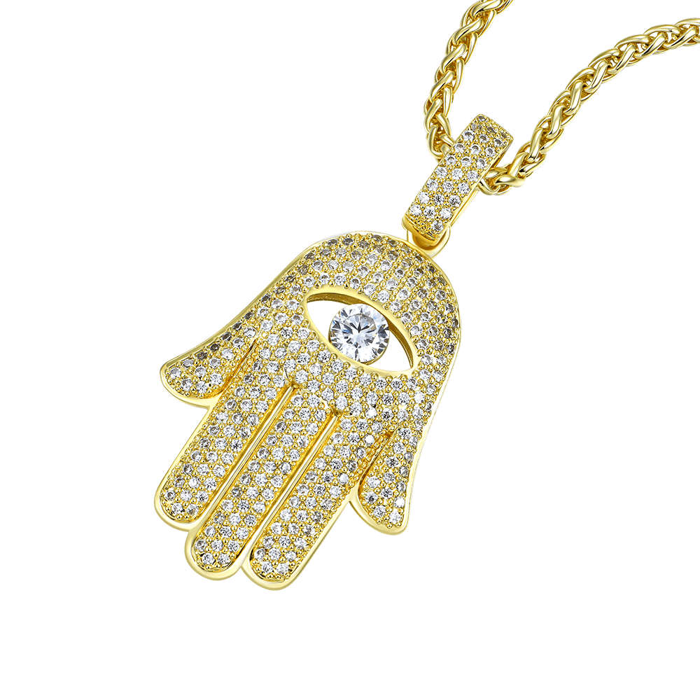 Colgante de hamsa moissanite