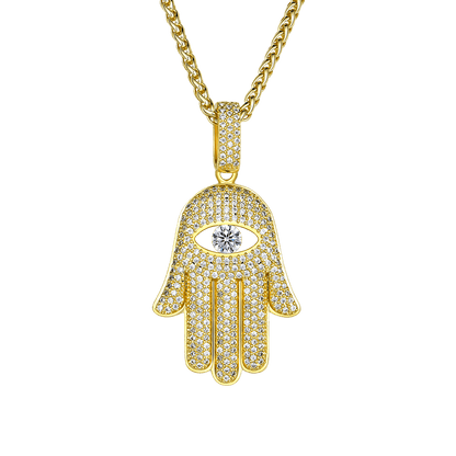 Colgante de hamsa moissanite