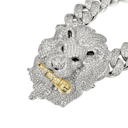 Iced Roaring Lion Pendant