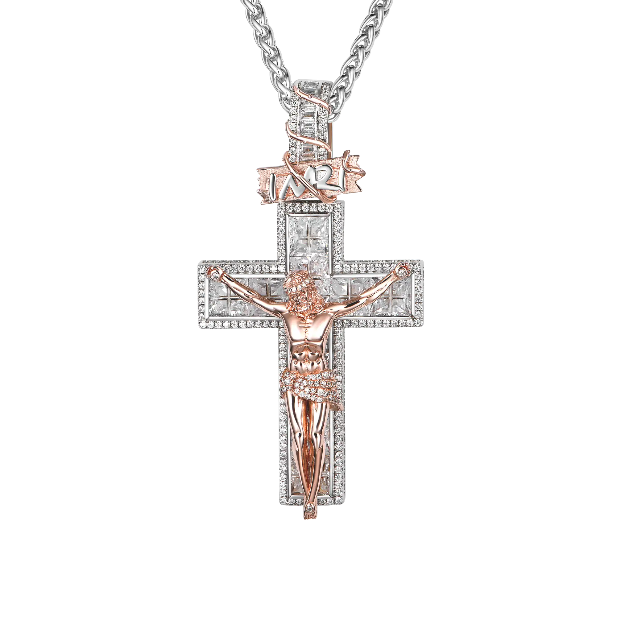 Crucifixión de Jesús en plata de ley 925 Colgante