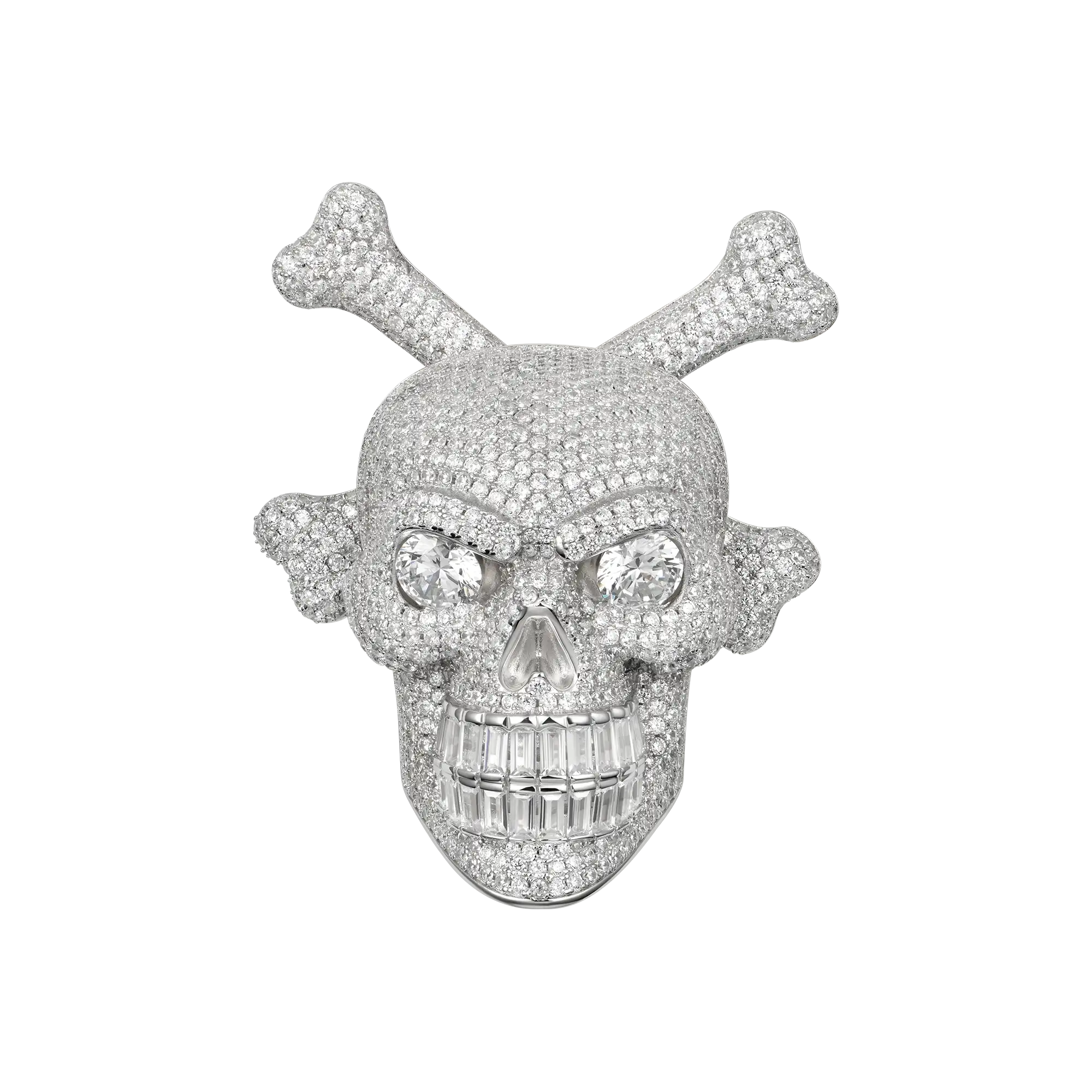 Spinning Skull y Crossbones en plata de ley 925 Colgante