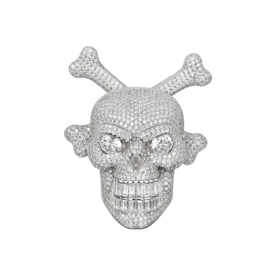 Pendentif tête de mort et os croisés en rotation