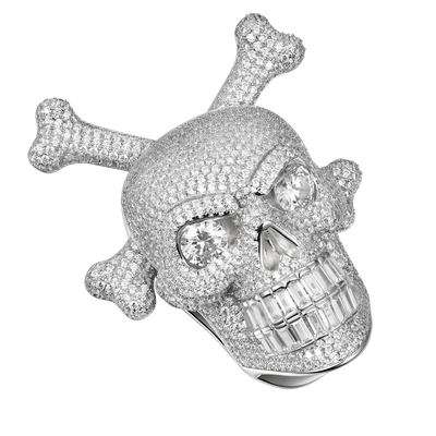 Pendentif tête de mort et os croisés en rotation