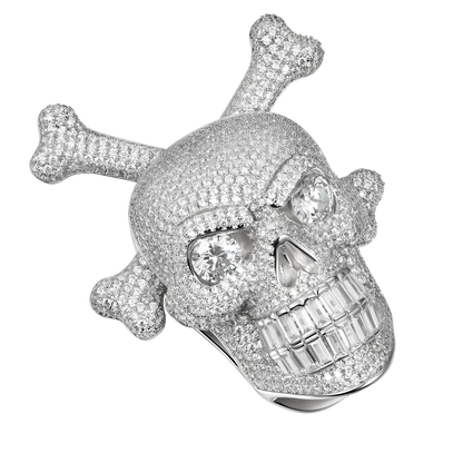 Spinning Skull y Crossbones en plata de ley 925 Colgante