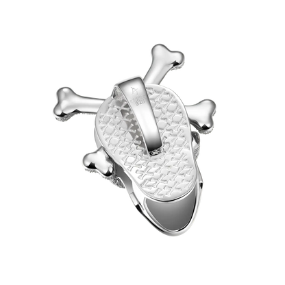 Spinning Skull y Crossbones en plata de ley 925 Colgante