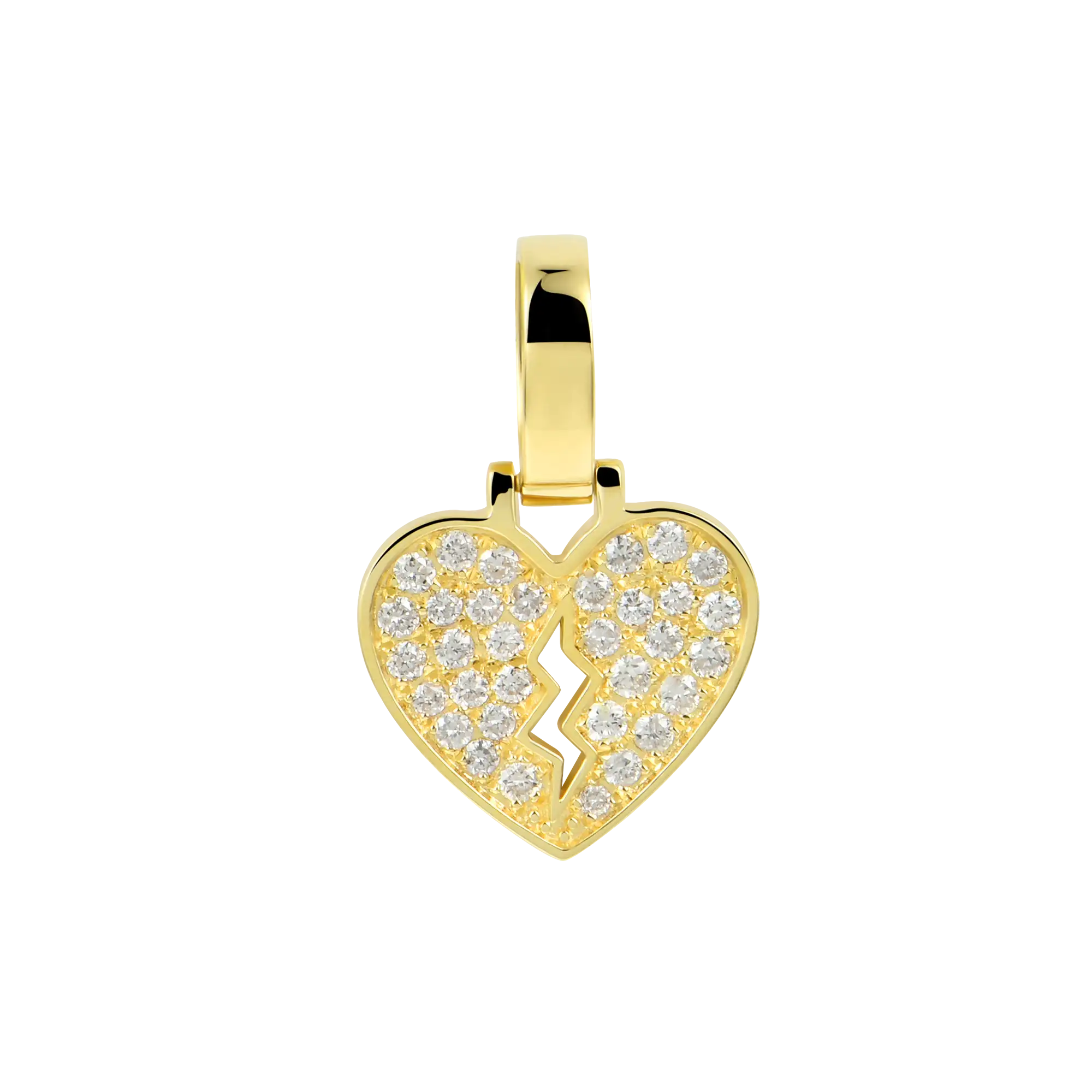 Women's Solid 18K 0.206ctw Diamond Broken Heart Pendant - Micro