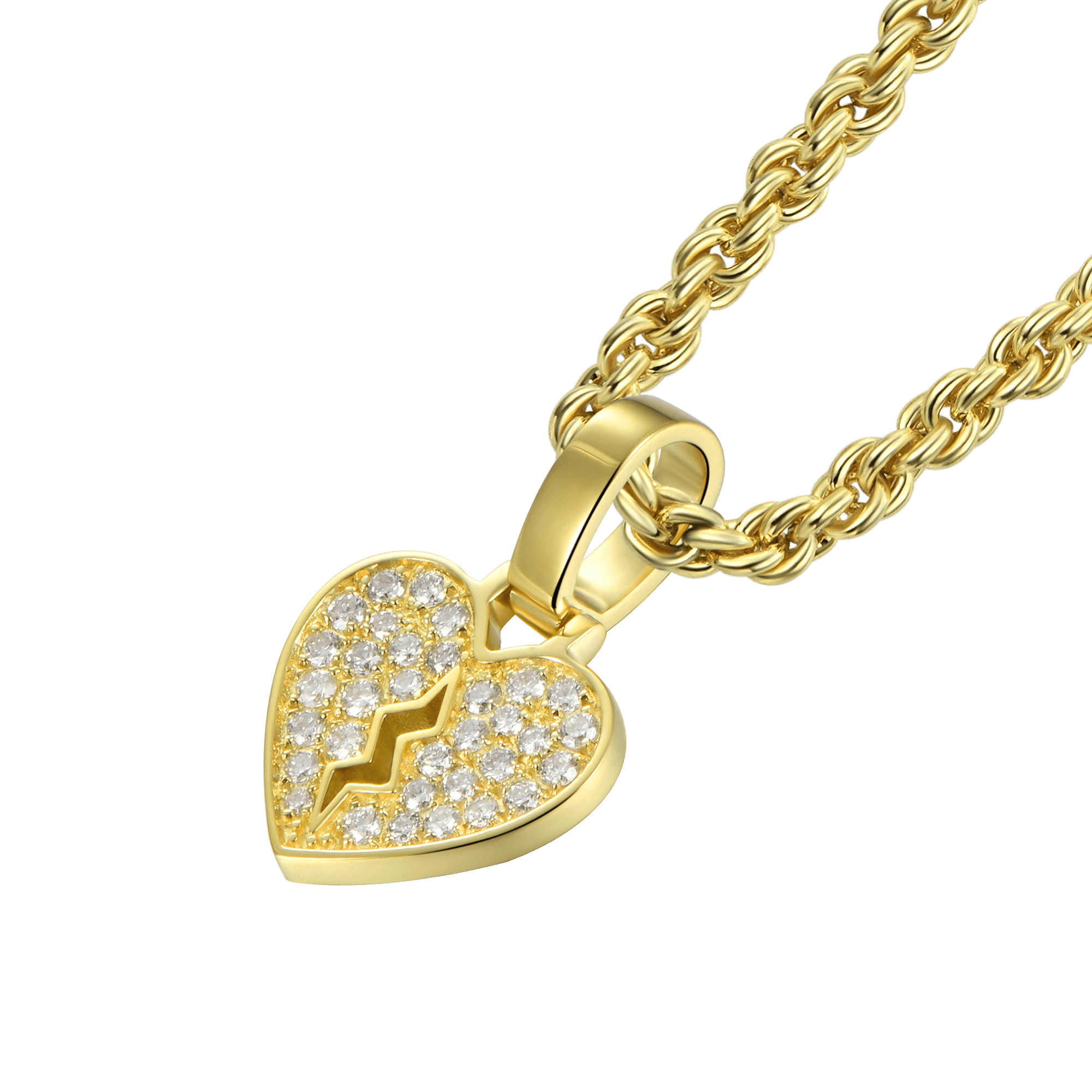 Women's Solid 18K 0.206ctw Diamond Broken Heart Pendant - Micro