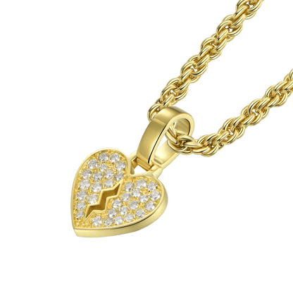 Women's Solid 18K 0.206ctw Diamond Broken Heart Pendant - Micro