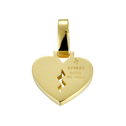 18K Solid Gold 0.206ctw Diamond Broken Heart Pendant - Micro