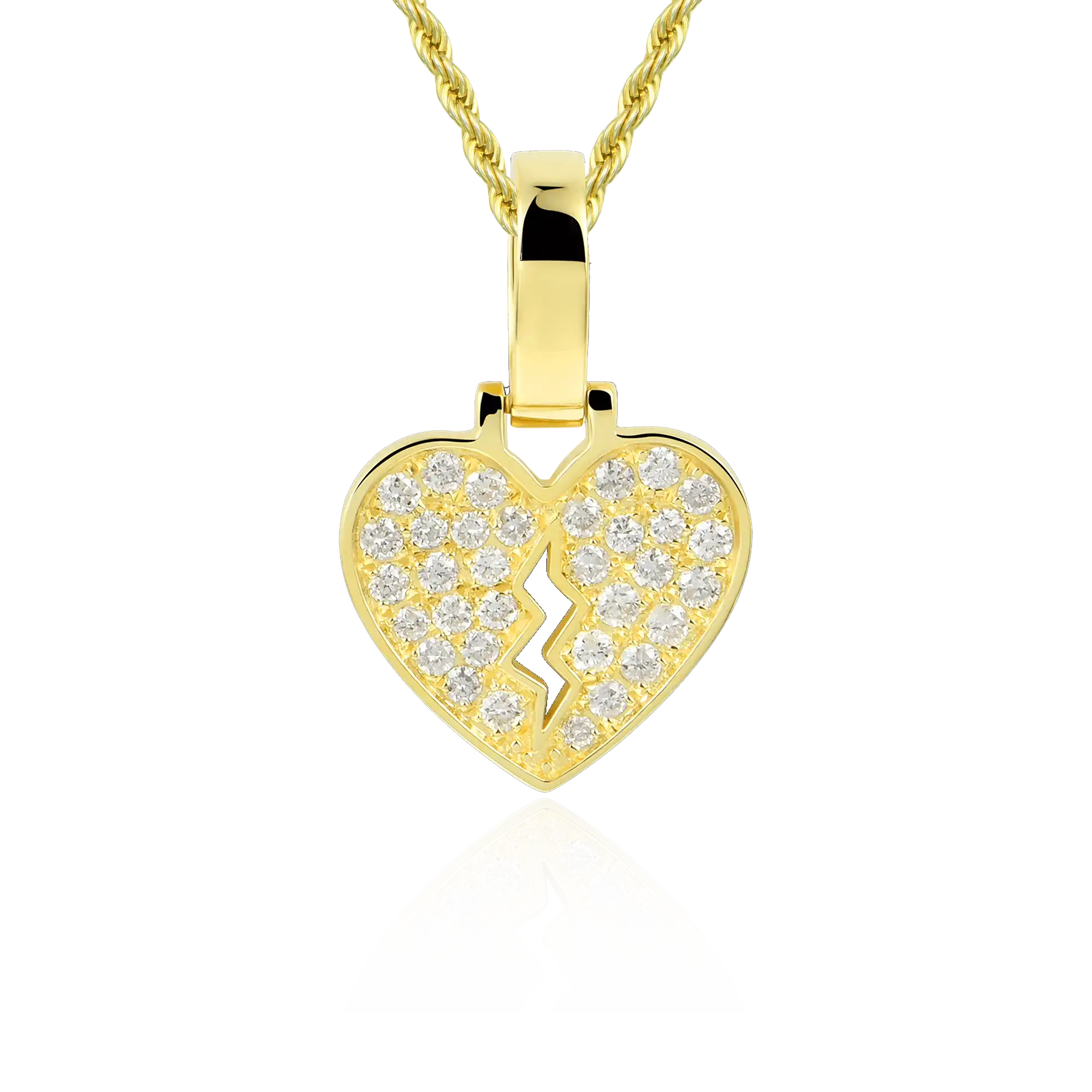 Women's Solid 18K 0.206ctw Diamond Broken Heart Pendant - Micro