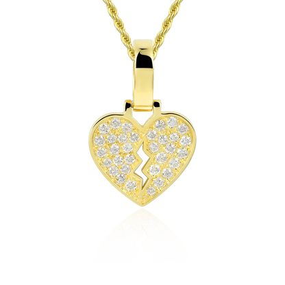 Women's Solid 18K 0.206ctw Diamond Broken Heart Pendant - Micro