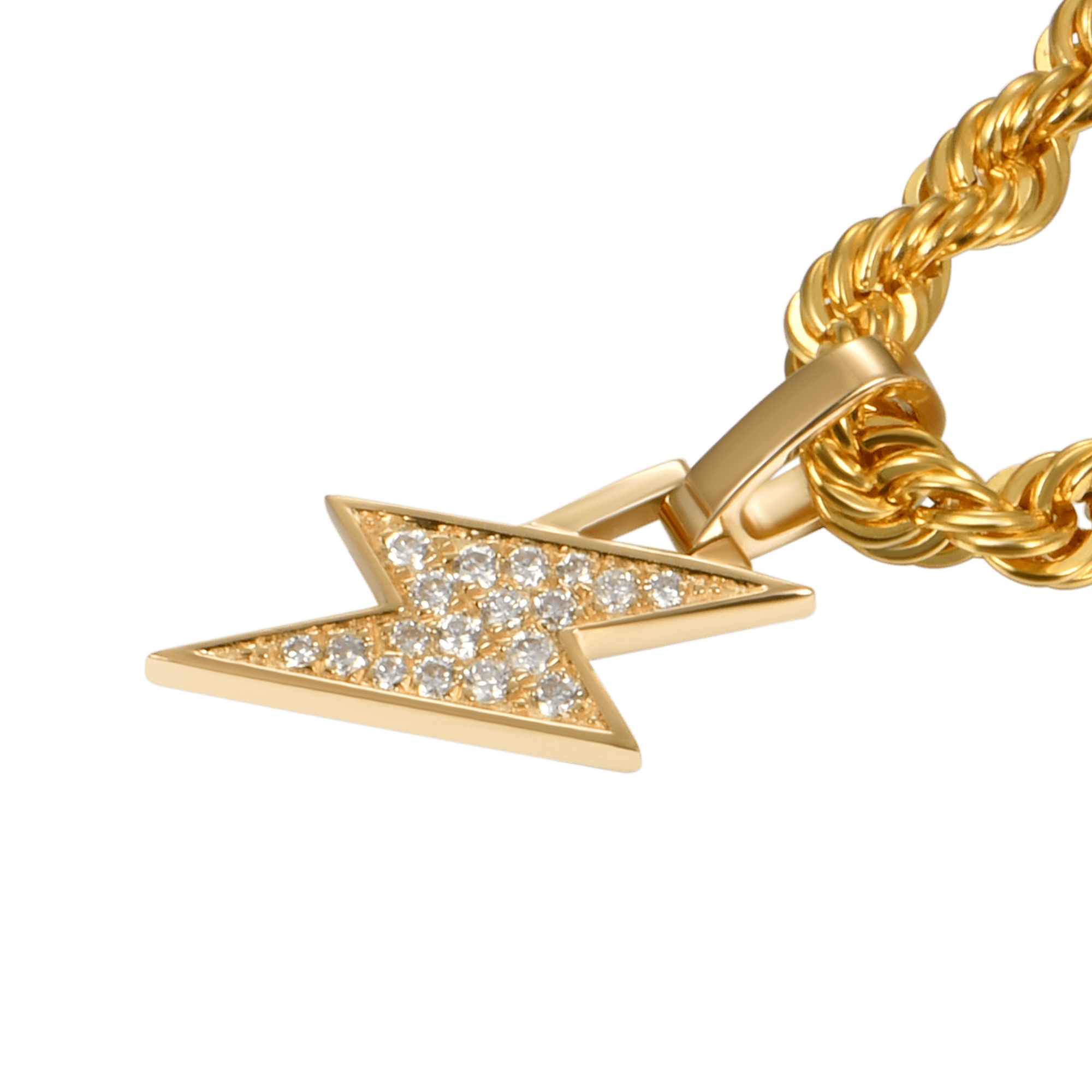 Solide 18k 0,107ctw Diamond Lightning Pendentif - Micro