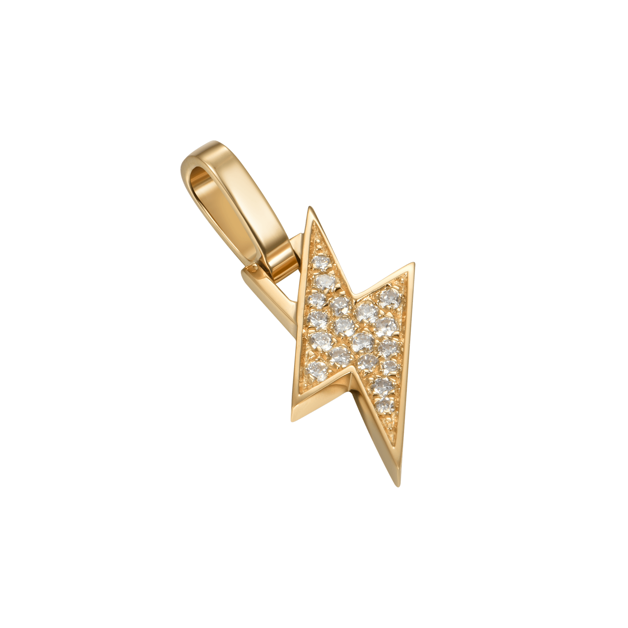 18K Solid Gold 0.107ctw Diamond Lightning Pendant - Micro