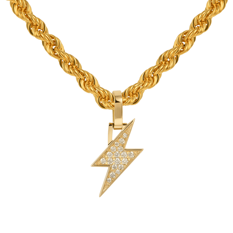 18K Solid Gold Diamond Lightning Pendant - Men's & Women's Jewelry - APORRO