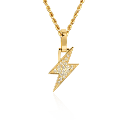 Solide 18k 0,107ctw Diamond Lightning Pendentif - Micro