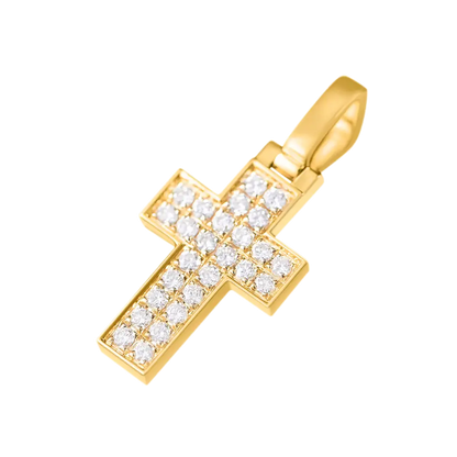 Pendentif croix en diamant en or solide 18K pour femmes - micro