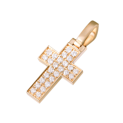 Colgante Cross Cross Cross Diamond de oro sólido de 18k - Micro