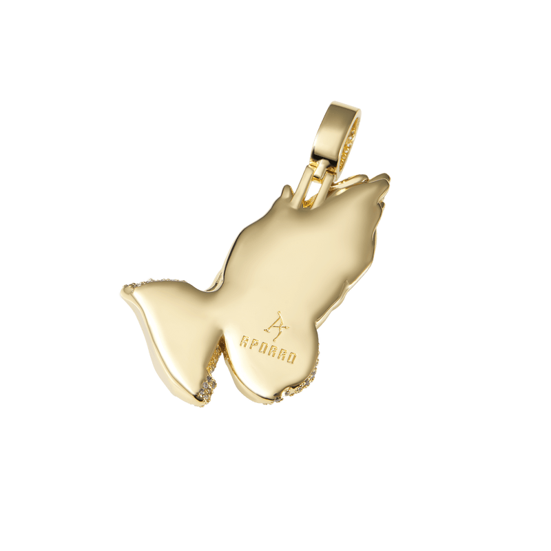 14K Gold Iced Praying Hand Pendant - Aporro - APORRO