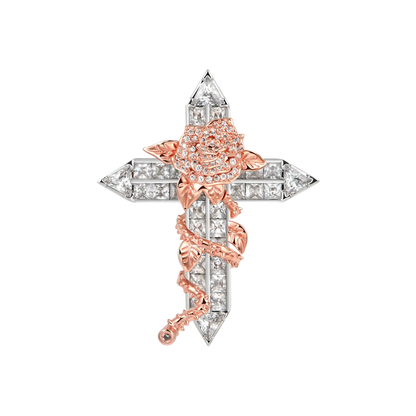 Pendentif croix de rose