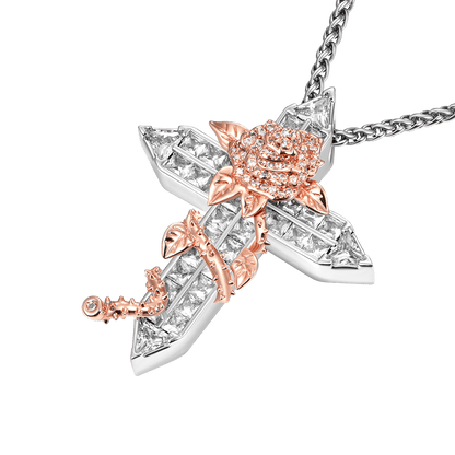 Pendentif croix de rose