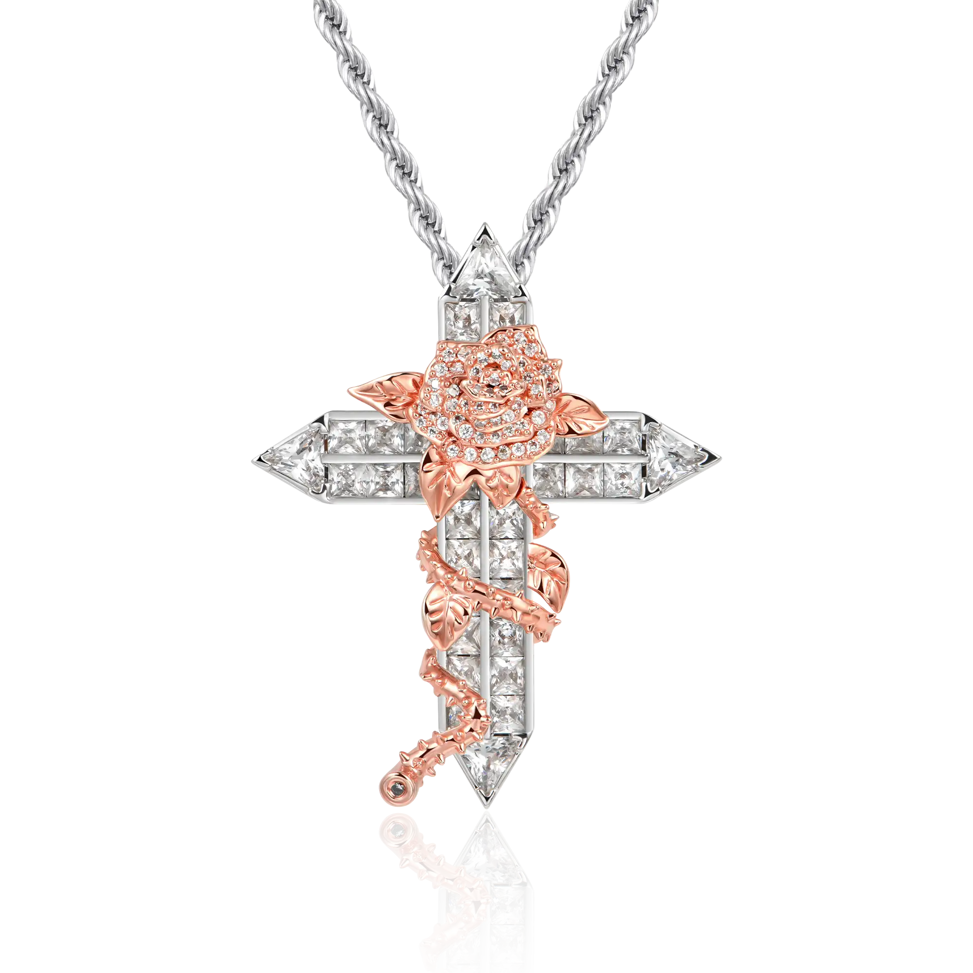 Pendentif de croix de rose pour femmes