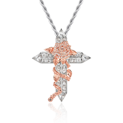 Pendentif de croix de rose pour femmes