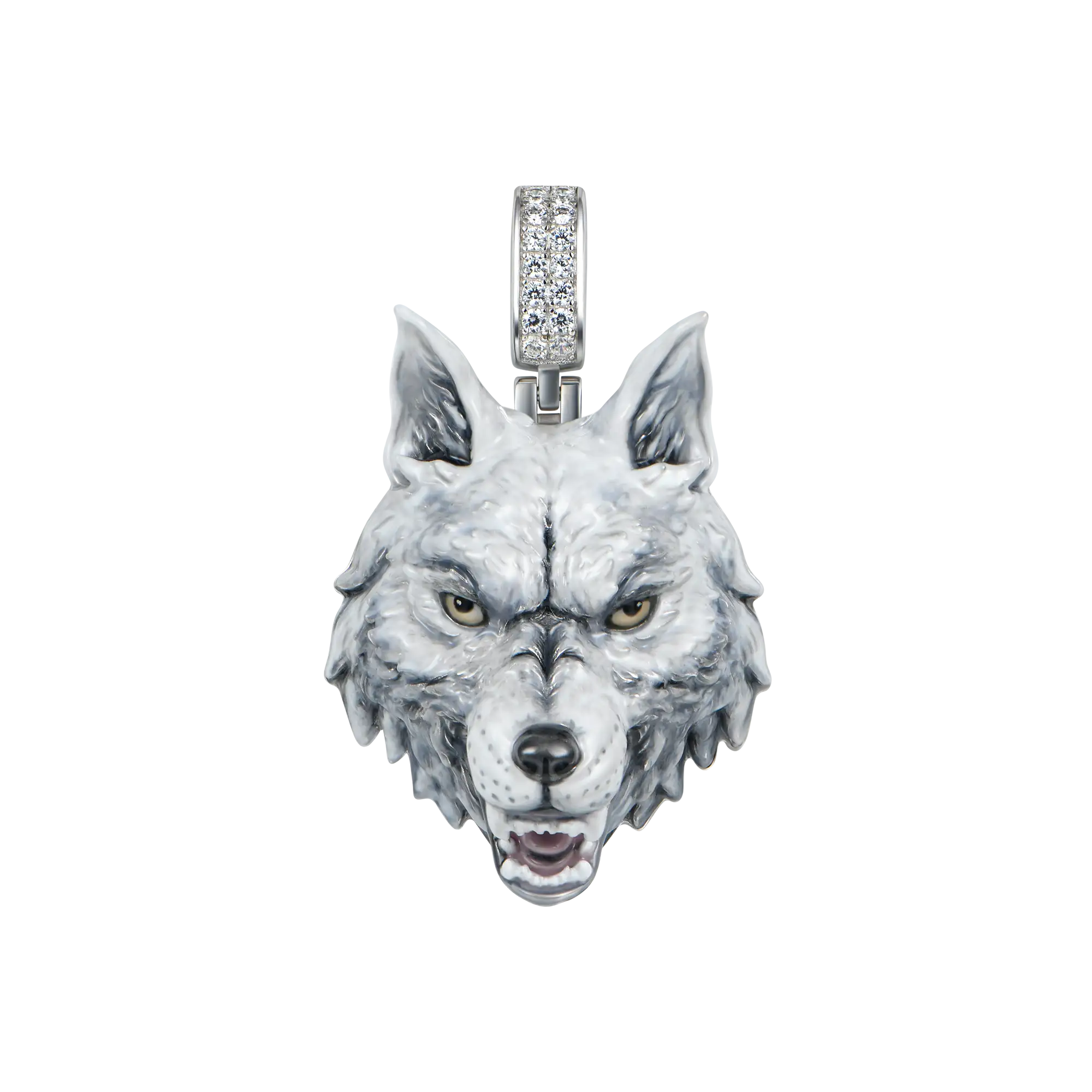 Women's Fearless Wolf Enamel Miniature Pendant