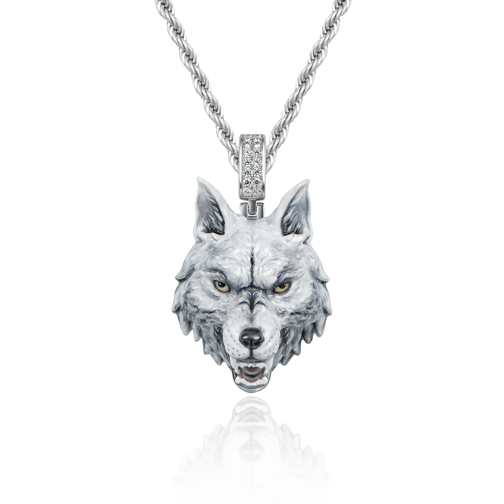 Women's Fearless Wolf Enamel Miniature Pendant