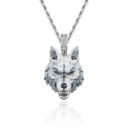 Women's Fearless Wolf Enamel Miniature Pendant