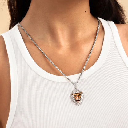 Women's Fearless Lion Enamel Miniature Pendant