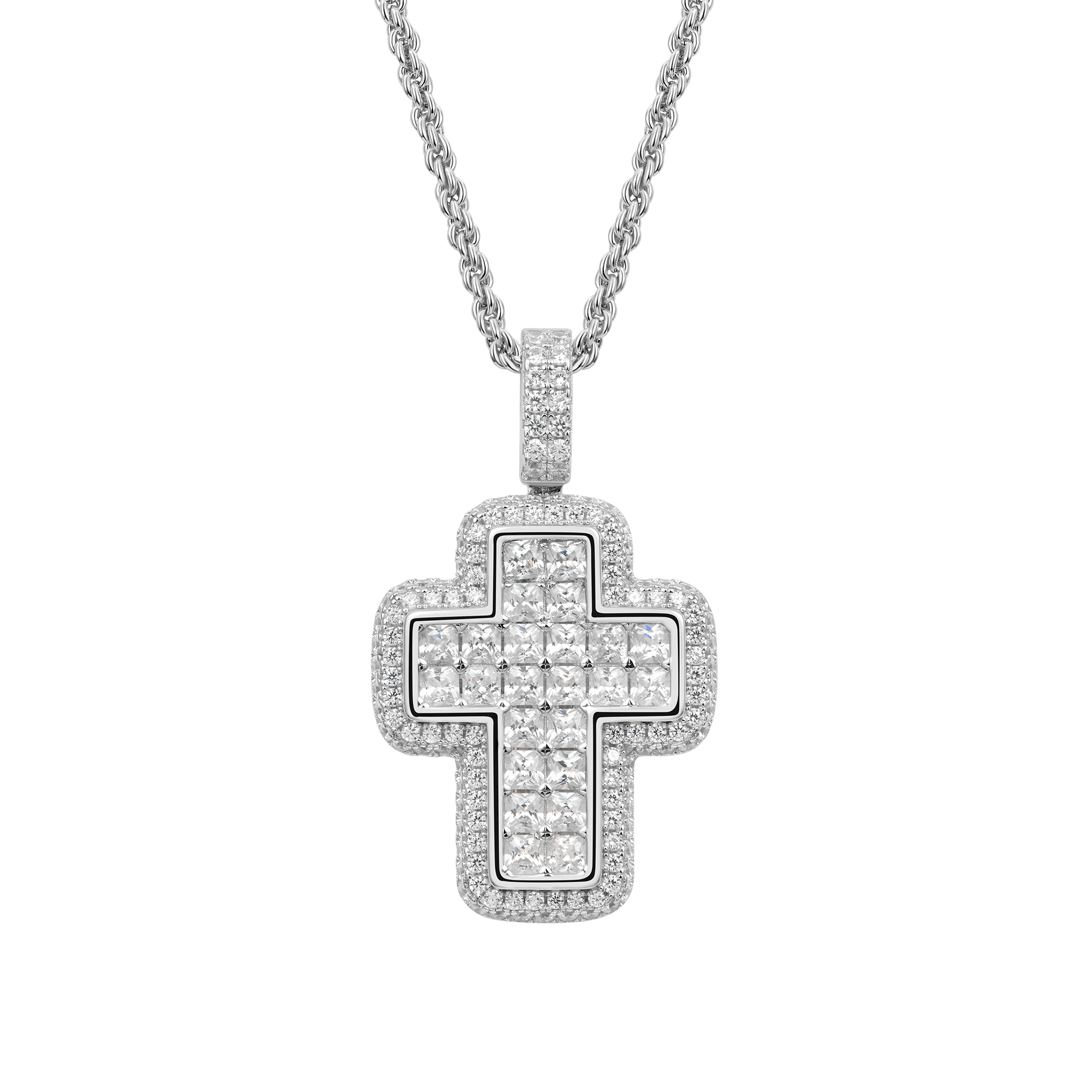 Radiant Cut Cross Pendant