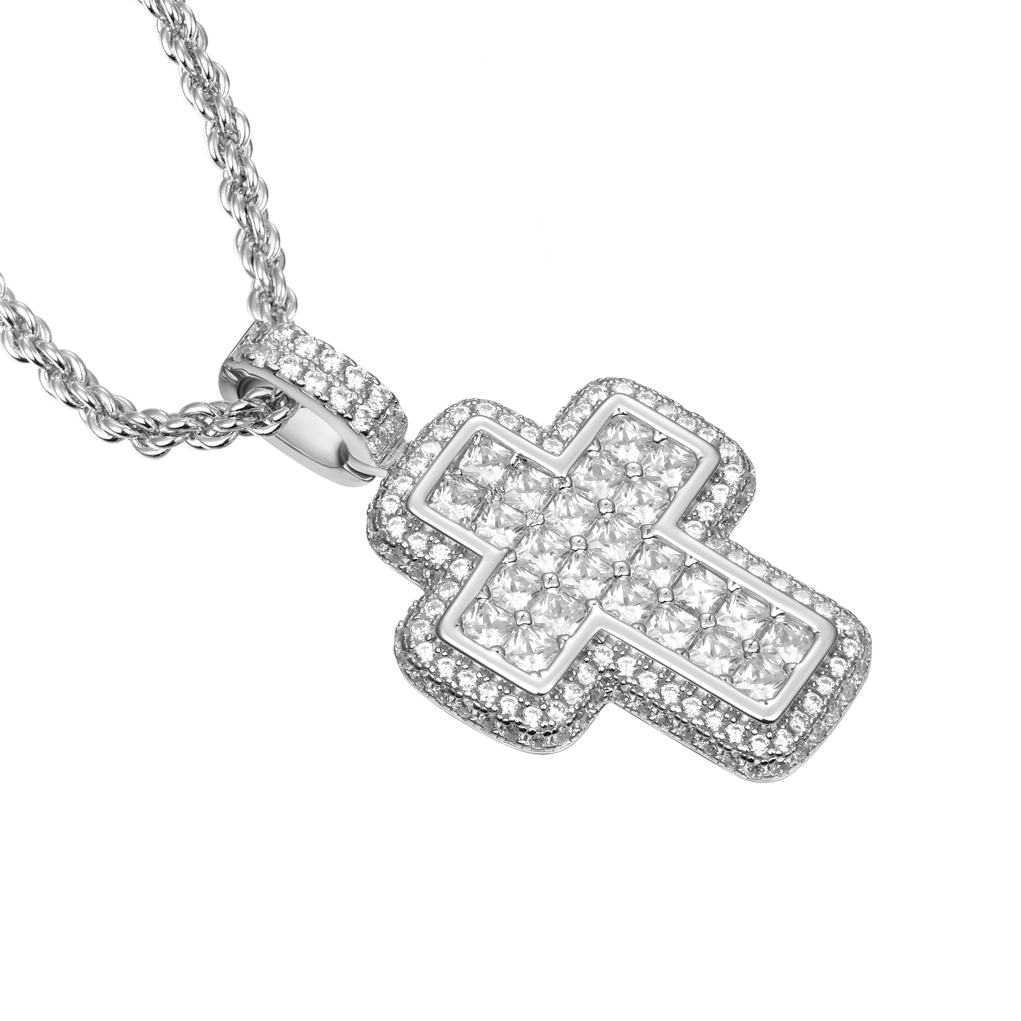 Radiant Cut Cross Pendant