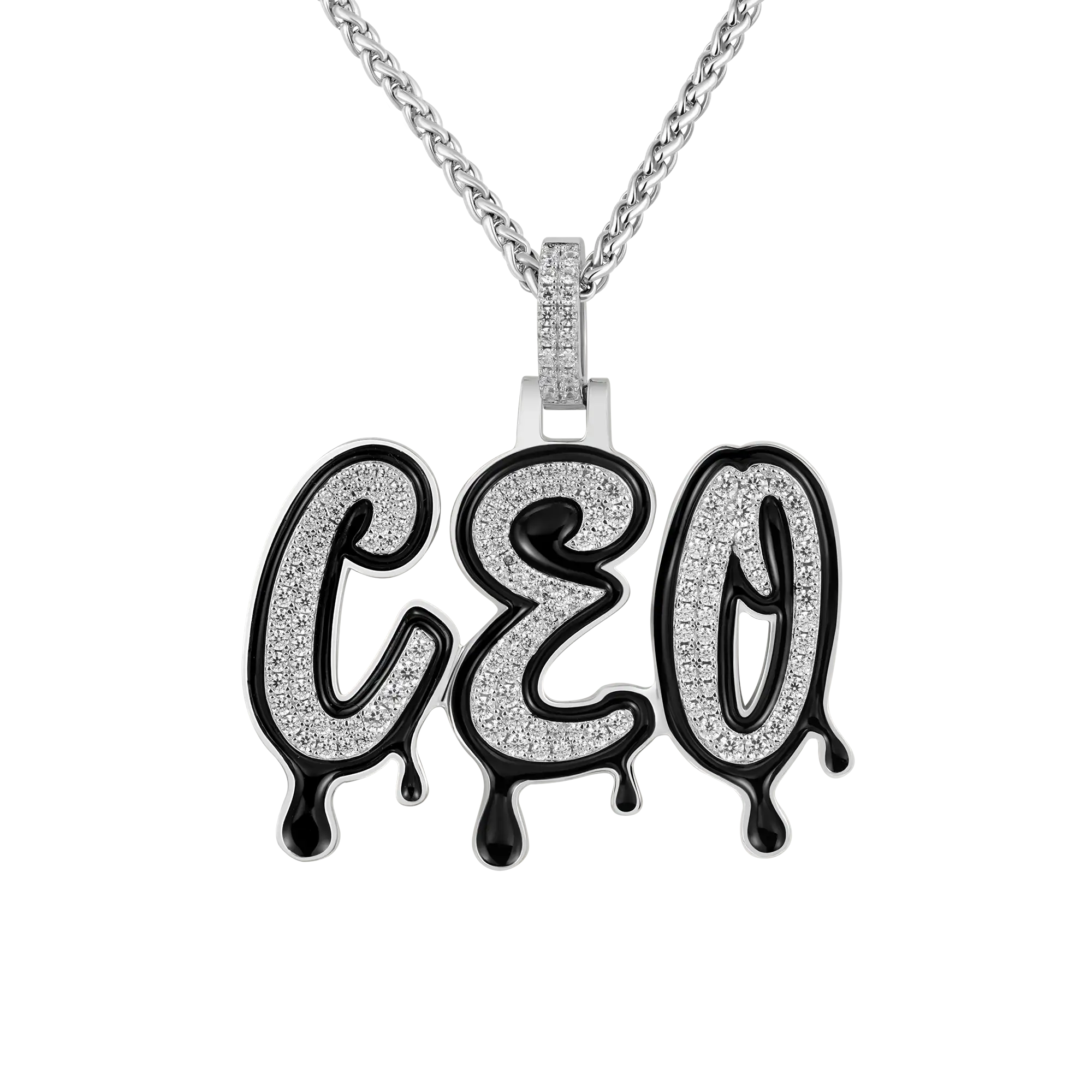 Custom Iced Out Enamel Dripping Font Pendant