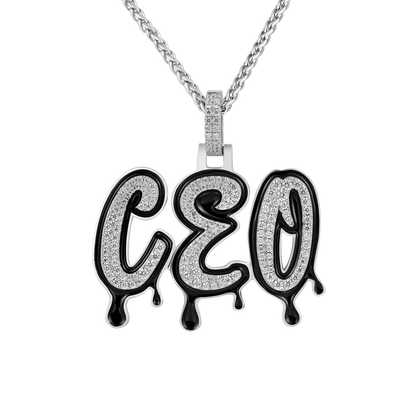 Custom Iced Out Enamel Dripping Font Pendant